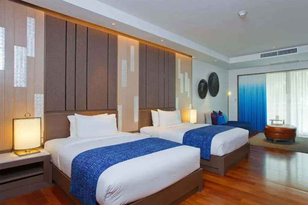 Double Suite with balcony and with pool view twin beds