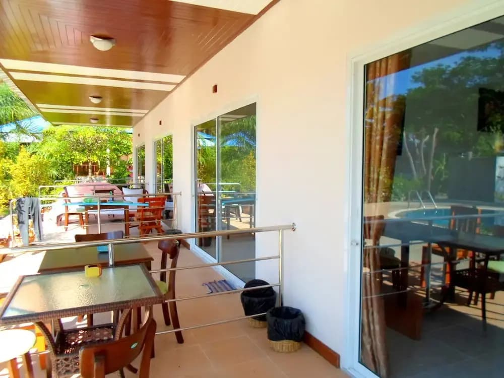 Studio with pool view
