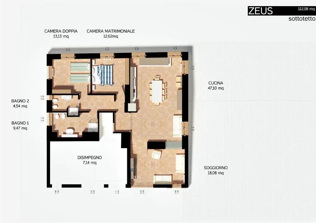 2 Bedrooms Apartment with lake view