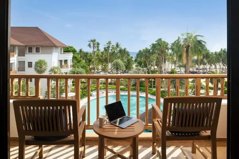 Standard Double room with balcony and with pool view full double bed
