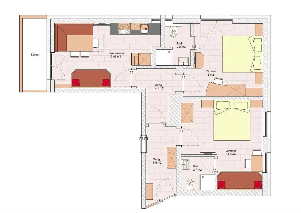 2 Bedrooms Apartment