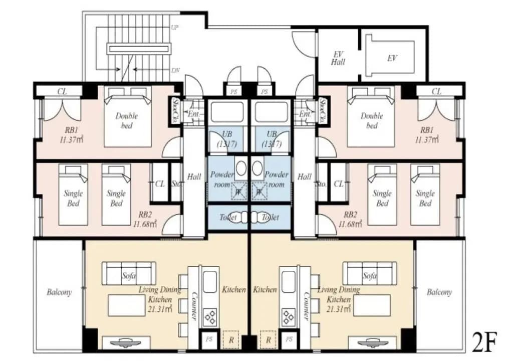 2 Bedrooms Apartment