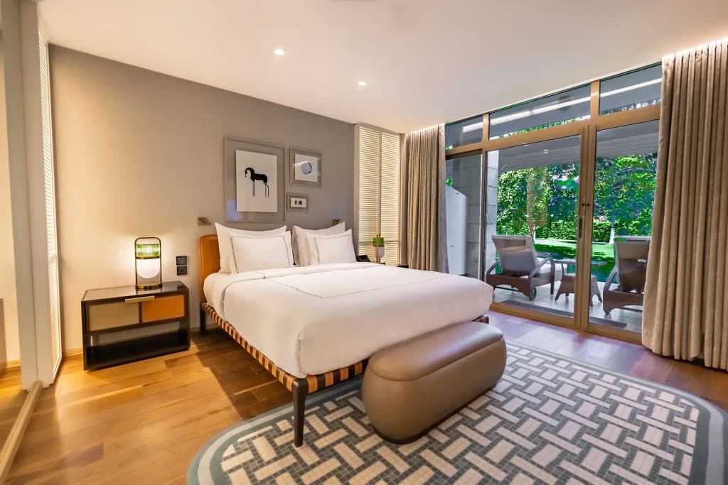 Double Suite with balcony and with garden view full double bed