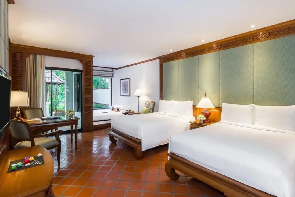 Family Double room with garden view twin beds