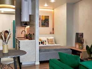 Aparts Pro Dizajnerskaya vidovaya studiya u Volgi v ZHK Galaktika na 20 etazhe Flat