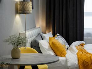 Aparts Pro Vidovaya studiya s panoramnym balkonom v ZHK Argo na 22 etazhe Flat