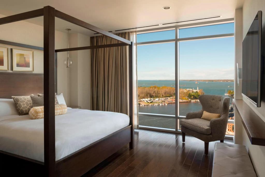 Presidential Double Suite with lake view full double bed