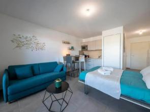 06G - Superbe studio climatisé les pieds dans l'eau - piscine rooftop - parking privé